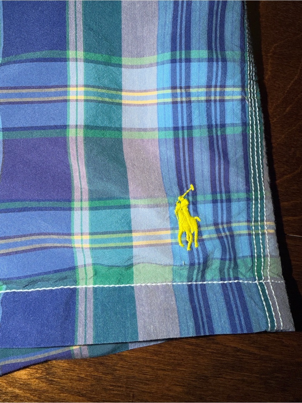 Polo Ralph Lauren Swim Shorts Mens 3XB Big Blue Plaid Trunks Pockets - Picture 5 of 10